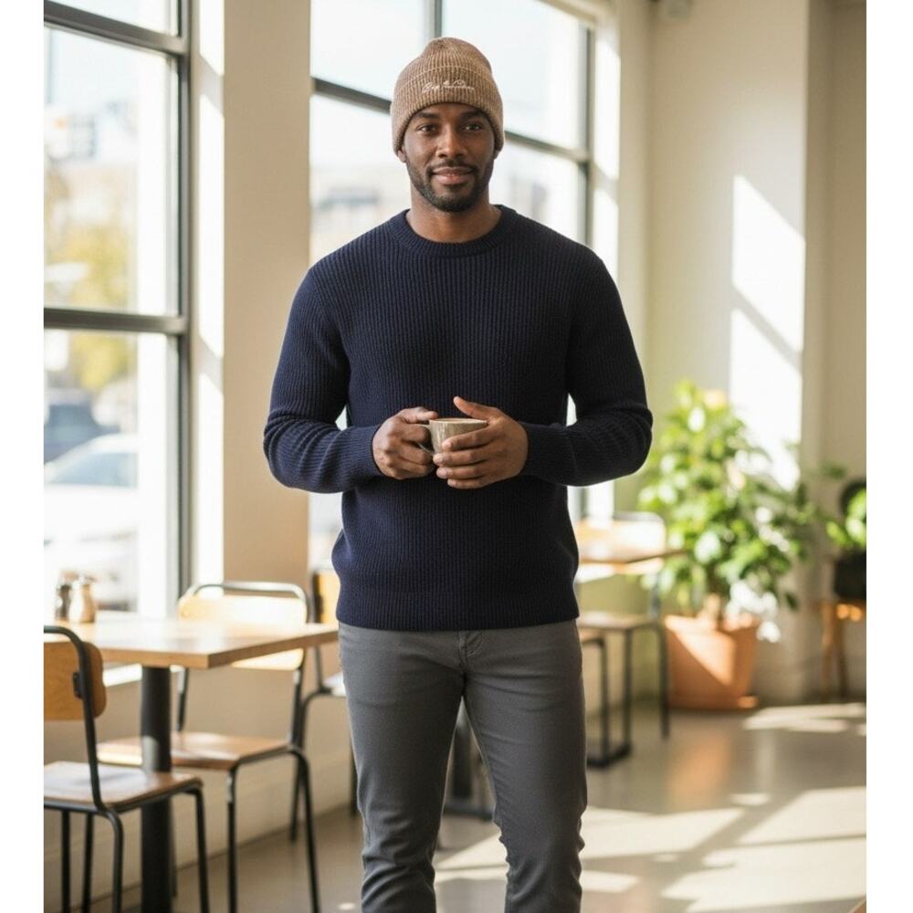 Rag and Bone Wool and Cashmere Logo Knit Beanie‎ Hat Brown Unisex